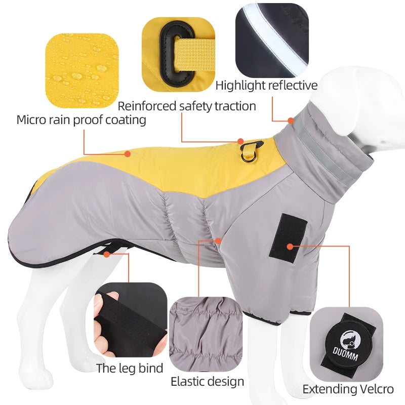 Chaqueta de invierno para perros grandes: cálida, impermeable y resistente al viento para proteger a tu mascota