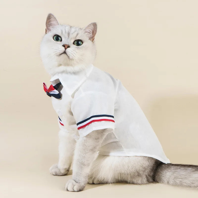 Bow Tie Pet Shirt – Stylish Summer Suit for Small & Medium Dogs and Cats (XS-XL)