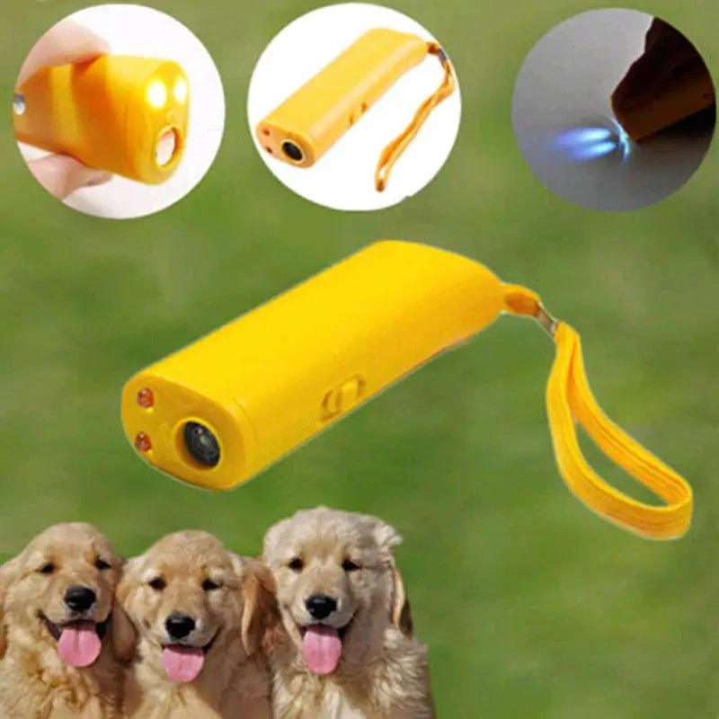 Ultrasonic Dog Repeller & Trainer – No Bark Control with LED Light Torch