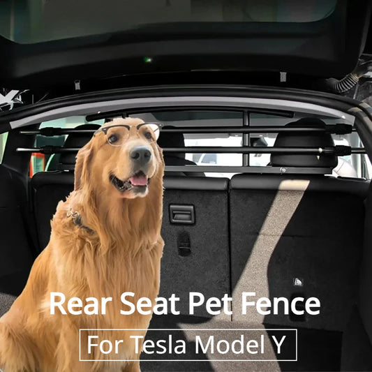 Tesla Model Y Pet Barrier – Rear Seat Trunk Dog Railing for Safe Travel (2021-2024)