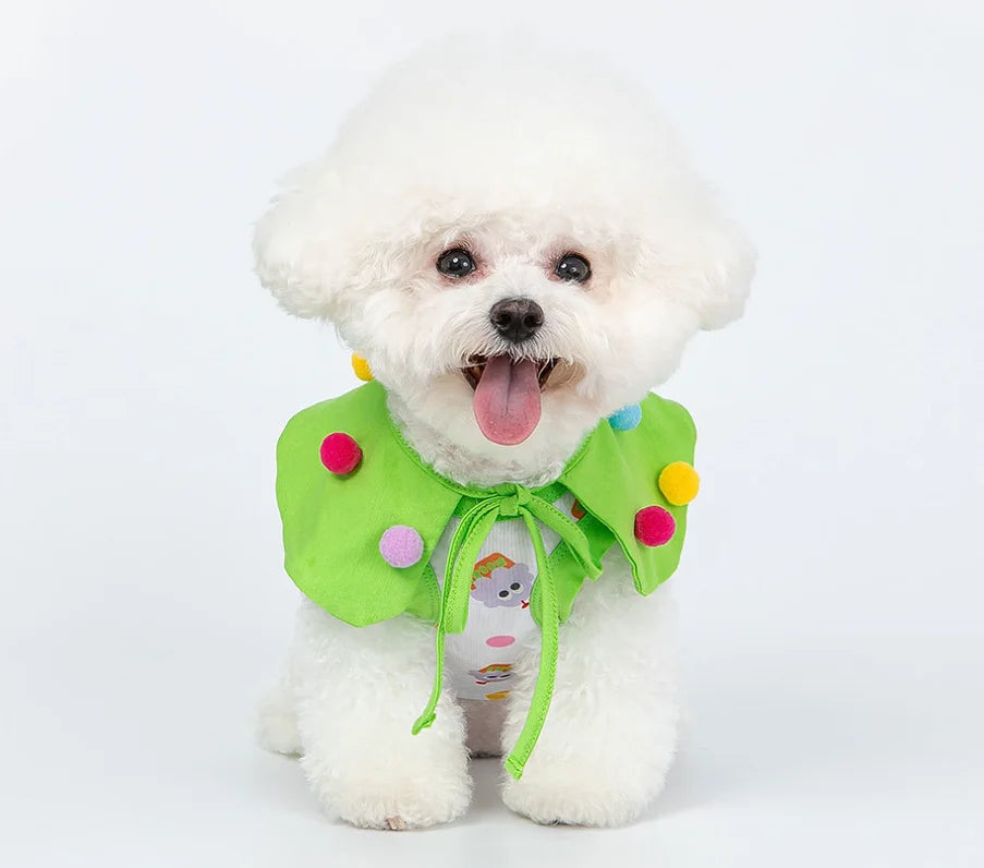Adorable Cupcake Pet Costume – Lightweight Pet Cape with Colorful Pom-Poms for Small Dogs & Cats