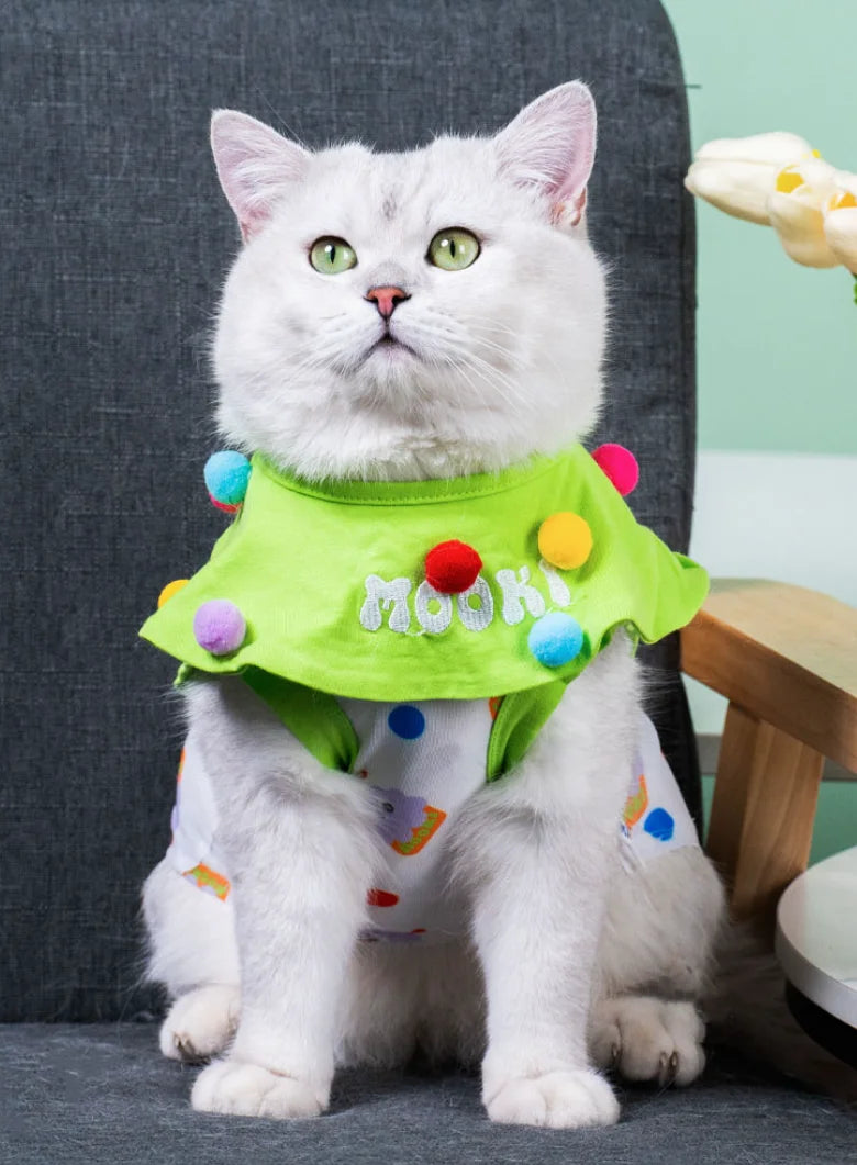 Adorable Cupcake Pet Costume – Lightweight Pet Cape with Colorful Pom-Poms for Small Dogs & Cats