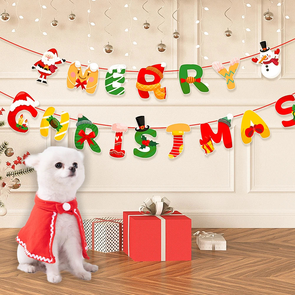 Pet Christmas Costume – Santa Hat & Scarf or Antler Headband Cape Set for Dogs & Cats