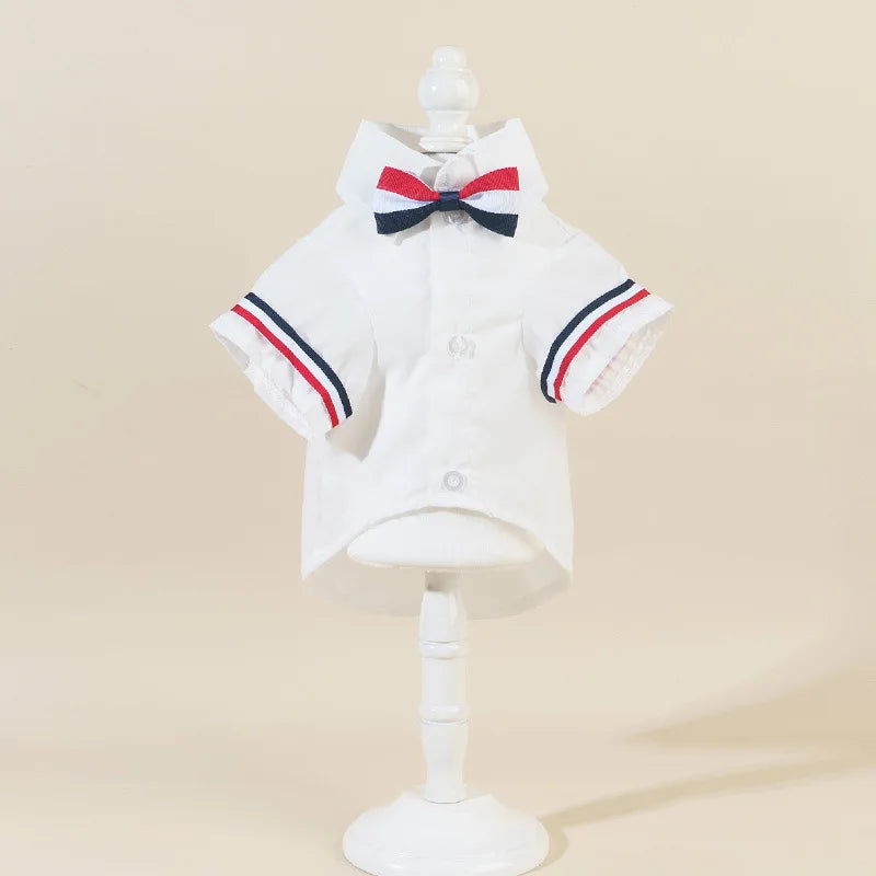 Bow Tie Pet Shirt – Stylish Summer Suit for Small & Medium Dogs and Cats (XS-XL)