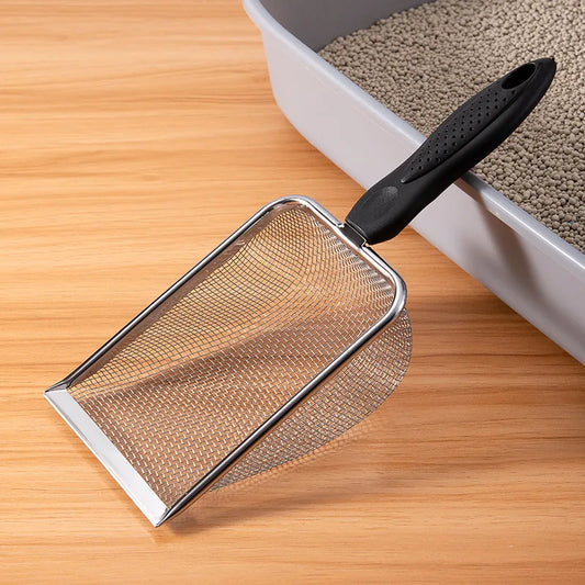 Stainless Steel Cat Litter Scoop – Fine Mesh Sifter for Reptile Sand & Pet Bedding Cleanup