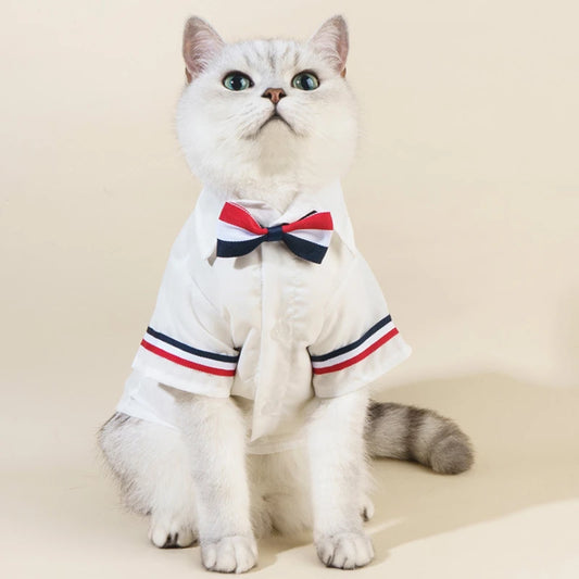 Bow Tie Pet Shirt – Stylish Summer Suit for Small & Medium Dogs and Cats (XS-XL)