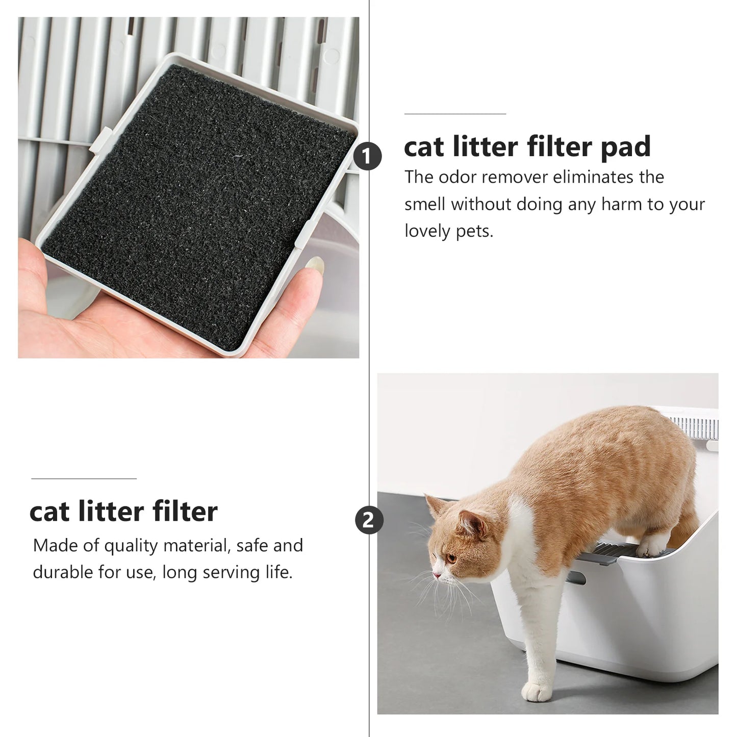 24pcs Activated Carbon Cat Litter Filter Pads – Odor Eliminator for Fresh and Clean Air