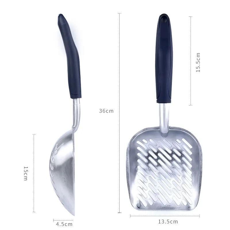 Heavy-Duty Metal Cat Litter Scoop – Deep Aluminum Sifter with Ergonomic Handle