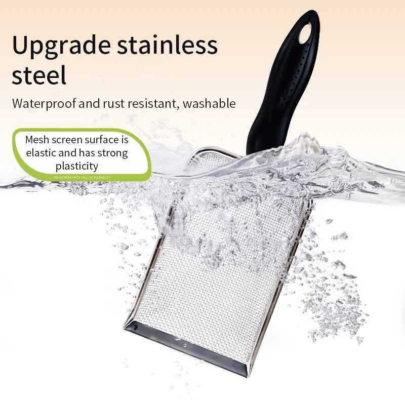 Stainless Steel Cat Litter Scoop – Fine Mesh Sifter for Reptile Sand & Pet Bedding Cleanup