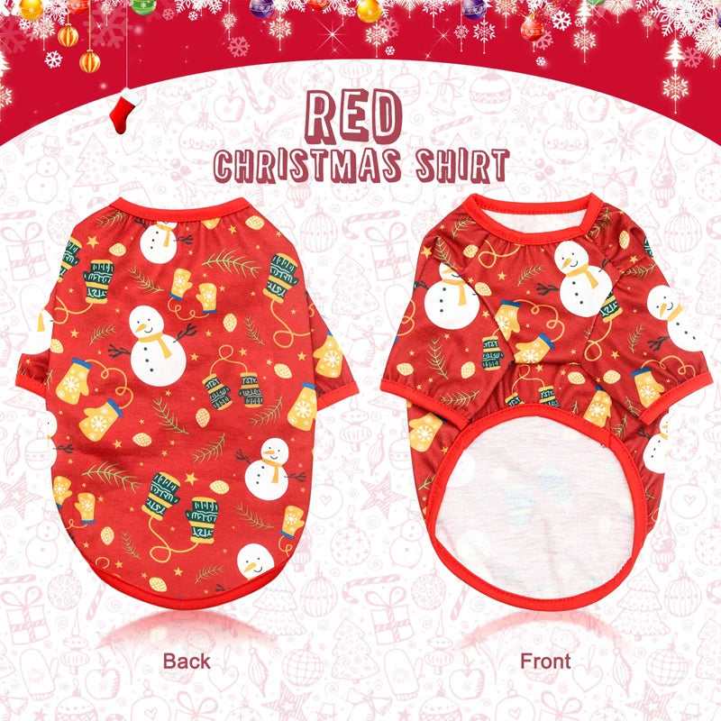 Benepaw Christmas Pet Shirt – Soft & Breathable Santa Claus Snowman Print for Small & Medium Pets