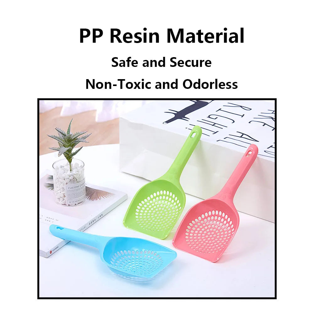 Plastic Cat Litter Scoop – Durable Hollow Sifter with Easy Storage for Pet Care (Pink, Green, Blue)