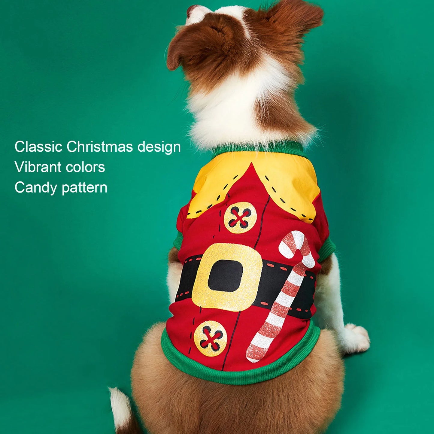 Soft & Stylish Santa's Helper Christmas Pet Shirt for Dogs & Cats – Cozy Winter Pet Clothes with Candy Print