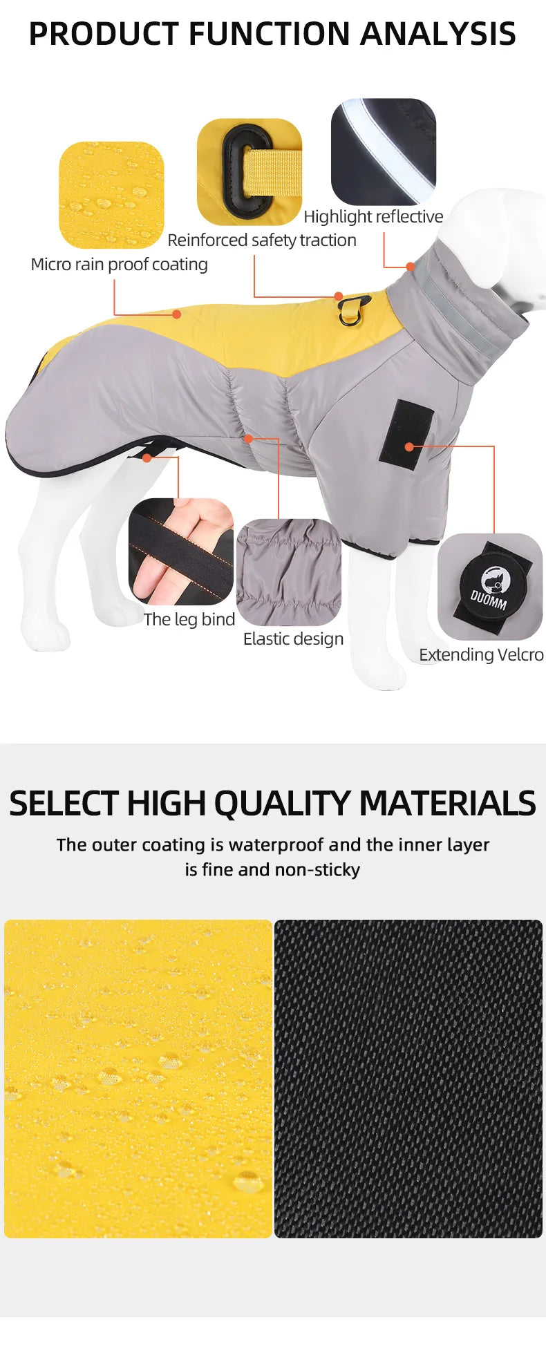 Chaqueta de invierno para perros grandes: cálida, impermeable y resistente al viento para proteger a tu mascota
