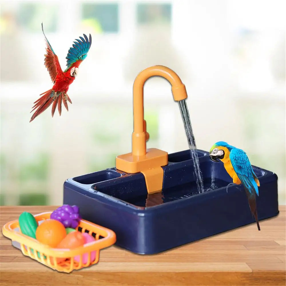Automatic Bird Bath Tub with Faucet – Parrot & Canary Shower for Small Pets