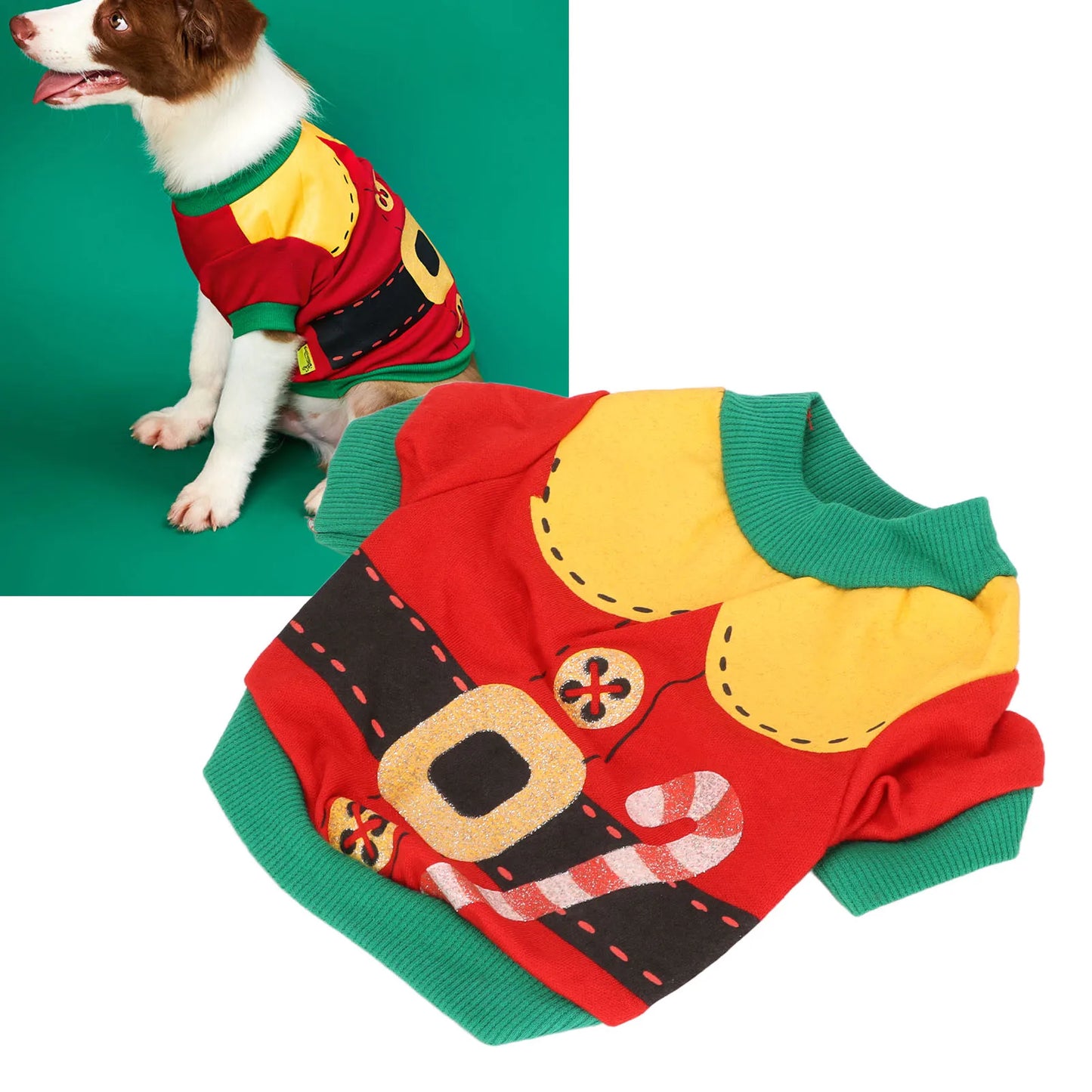 Soft & Stylish Santa's Helper Christmas Pet Shirt for Dogs & Cats – Cozy Winter Pet Clothes with Candy Print