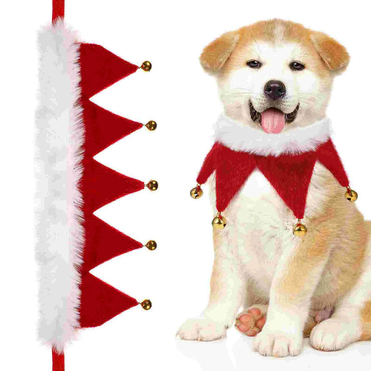 Festive Christmas Scarf for Dogs & Cats – Adjustable Holiday Neckerchief with Bell Decoration