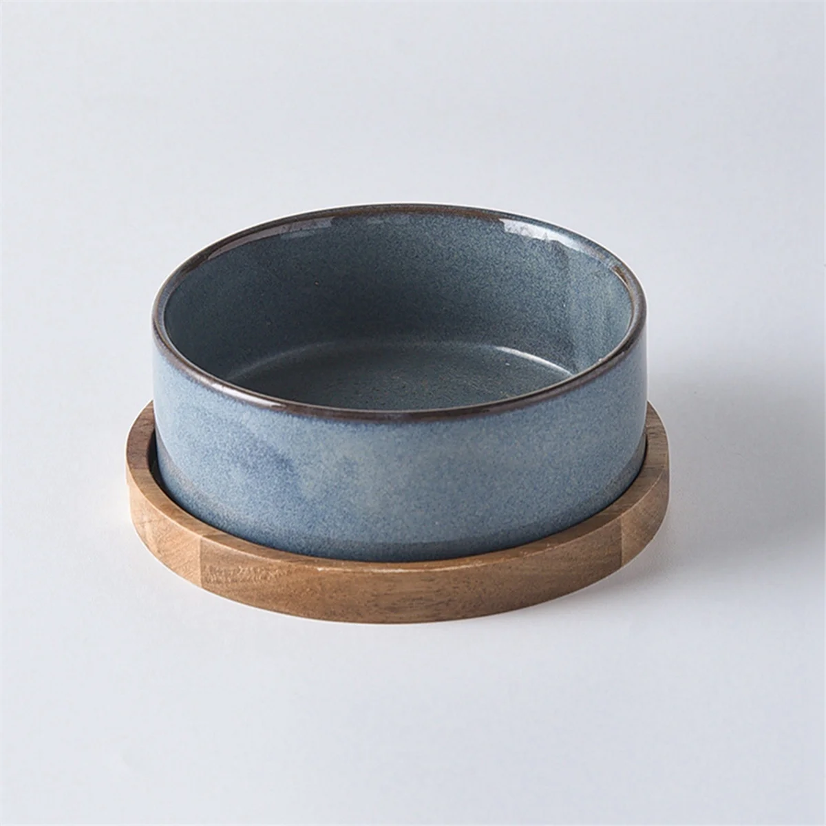 Elevated Ceramic Pet Bowls with Wooden Tray – Anti-Spill, Neck Protection, Easy to Clean Feeding Set