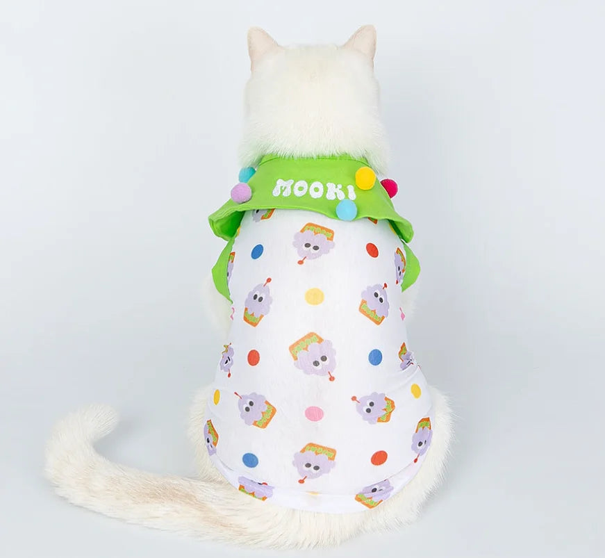 Adorable Cupcake Pet Costume – Lightweight Pet Cape with Colorful Pom-Poms for Small Dogs & Cats