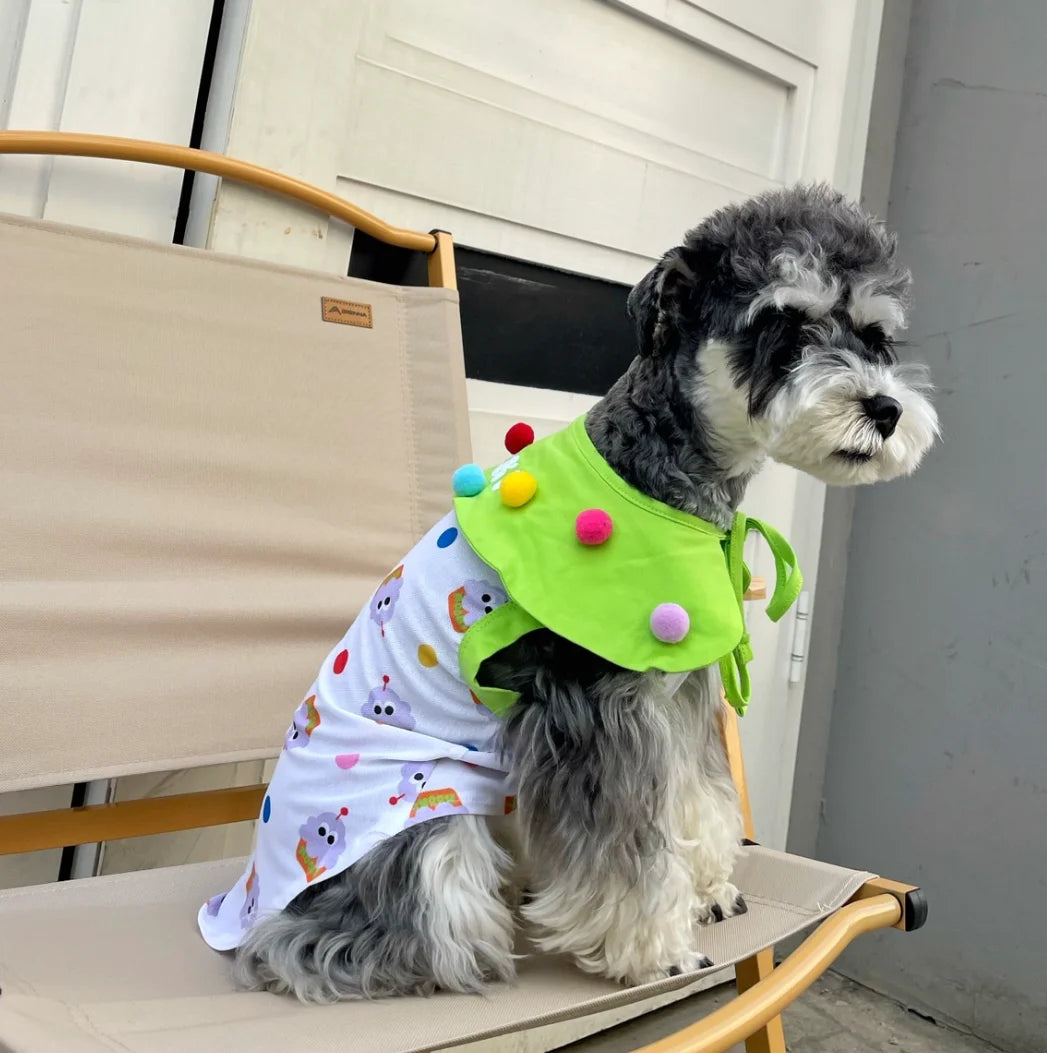 Adorable Cupcake Pet Costume – Lightweight Pet Cape with Colorful Pom-Poms for Small Dogs & Cats