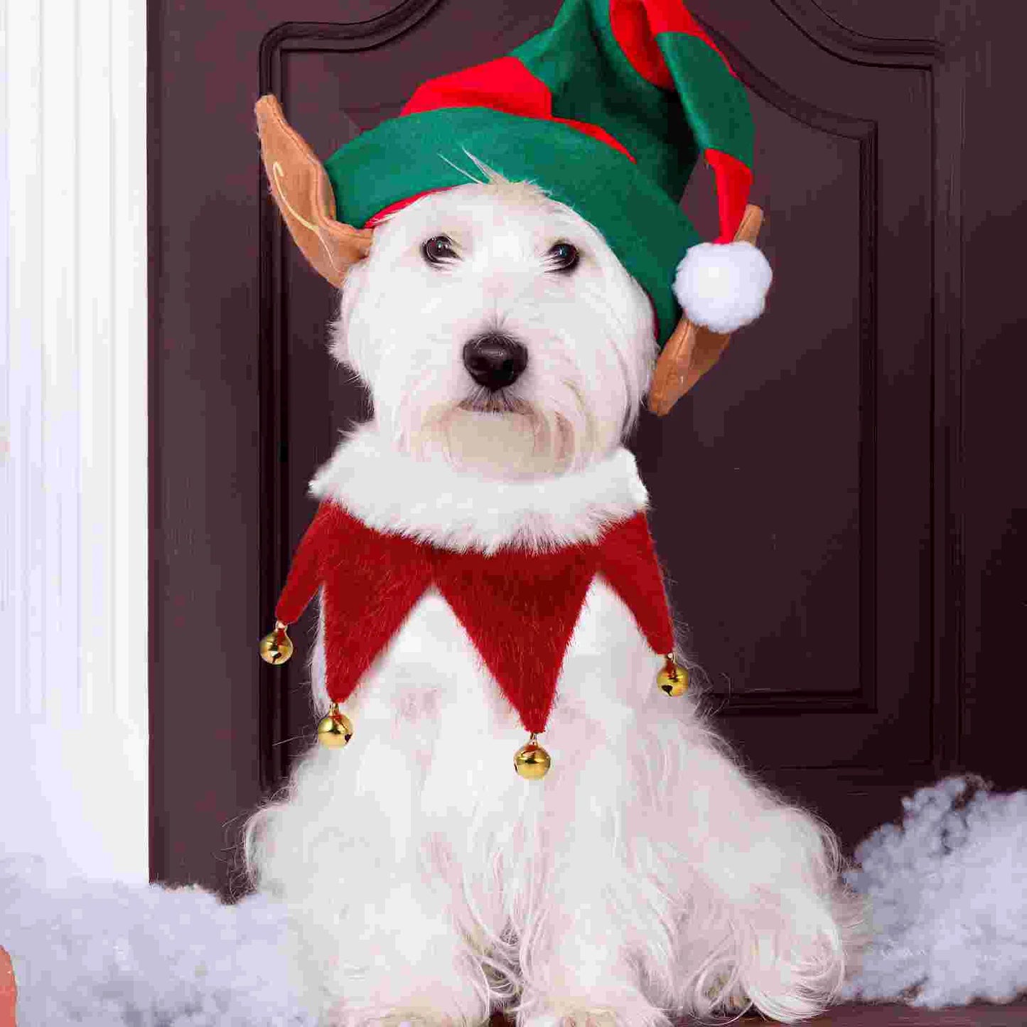 Festive Christmas Scarf for Dogs & Cats – Adjustable Holiday Neckerchief with Bell Decoration