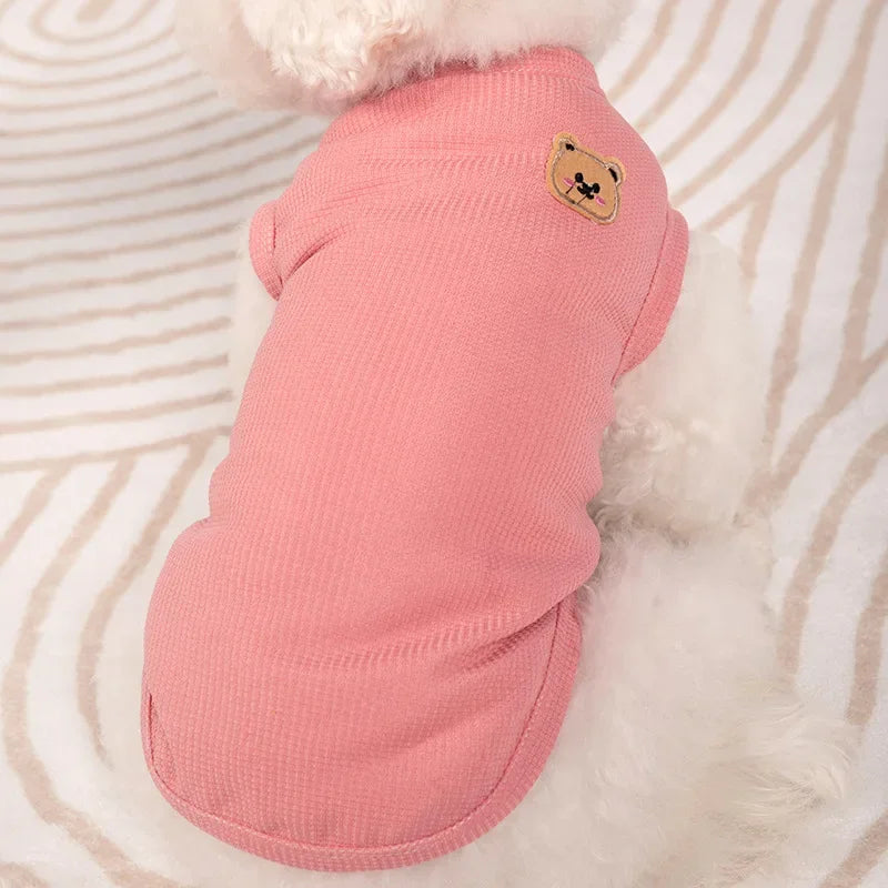 Waffle Grid Dog T-Shirt – Lightweight Spring/Summer Vest for Small & Medium Dogs and Cats