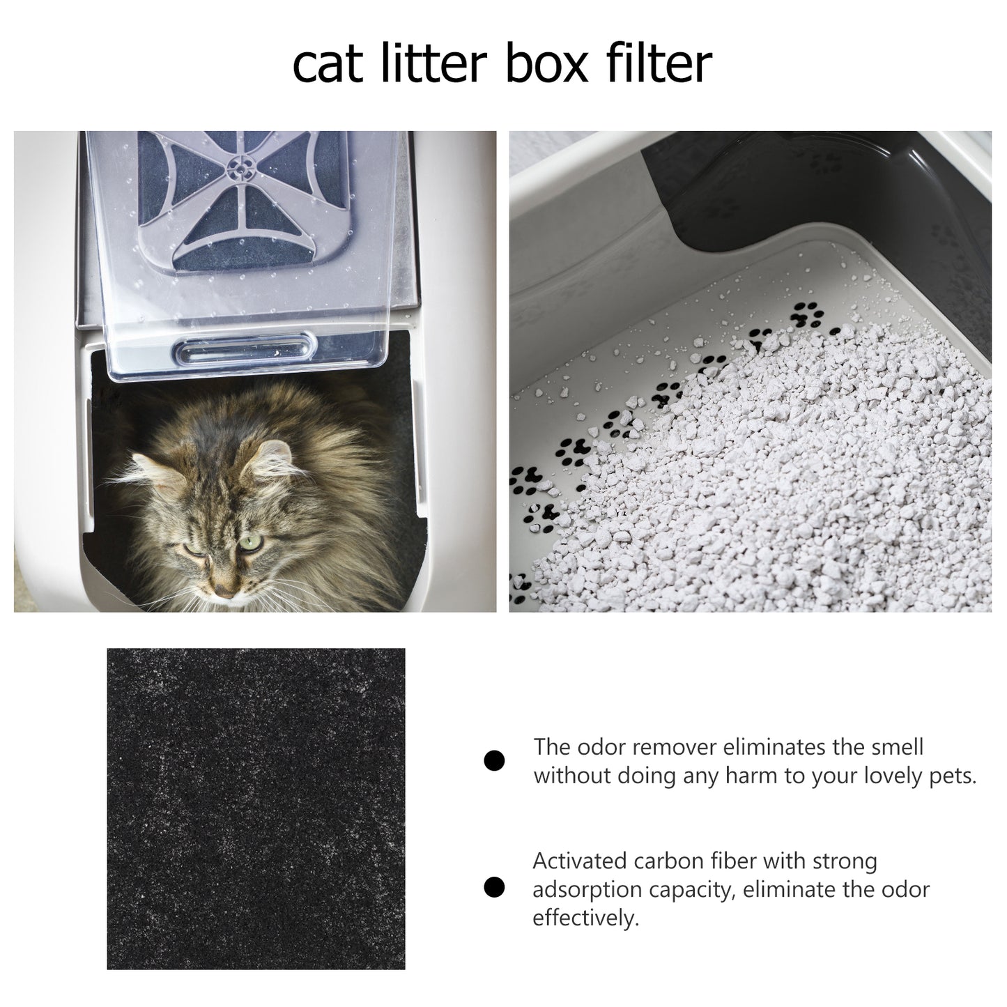 24pcs Activated Carbon Cat Litter Filter Pads – Odor Eliminator for Fresh and Clean Air